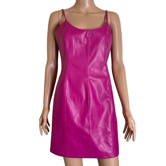 Steve Madden Womens Shanelle Faux Leather Mini Party Bodycon Dress PINK SZ M - Picture 2 of 11